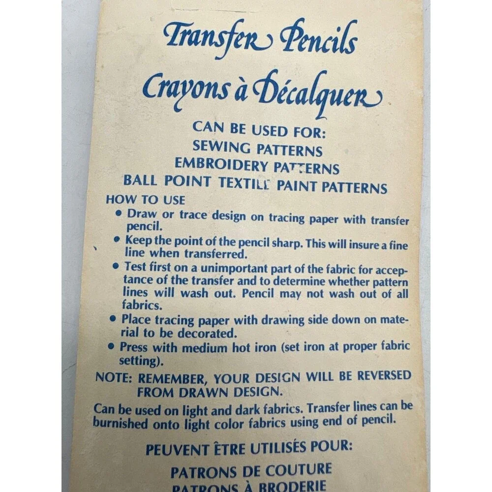Vogart Iron On Transfer Pencils #1992 Embroidery Pattern Tracing Pencils Pack